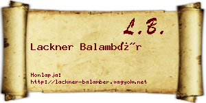 Lackner Balambér névjegykártya